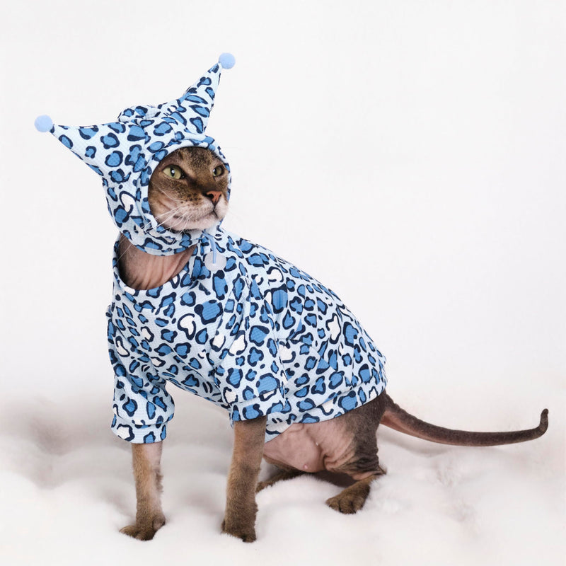Sphynx Cat Clothes, Cat Suit with Hat and Sweatshirt, Full Set for Hairless Cats, Cornish Rex and Devon Rex (Blue Suit, S(2-3.5lbs)) Blue Suit S(2-3.5lbs) - PawsPlanet Australia
