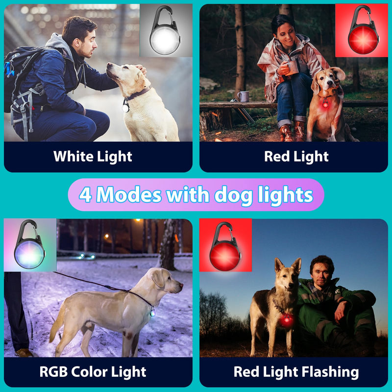 Dog Collar Light, 2 Packs 4 Modes Lights for Dog Collar, High Capacity USB Rechargeable Dog Light, IP68 Waterproof Dog Lights for Night Walking, Climbing, Running - PawsPlanet Australia