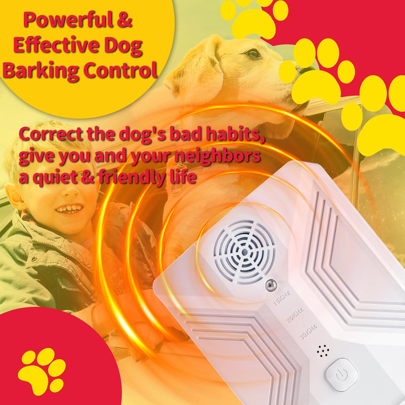 Anti Barking Device for Dogs, Rechargeable Ultrasonic Dog Barking Deterrent Devices with 3 Modes, 50Ft Waterproof Barking Dog Deterrent Bark Box for Outdoor & Indoor, Safe Barking Silencer for Dogs White