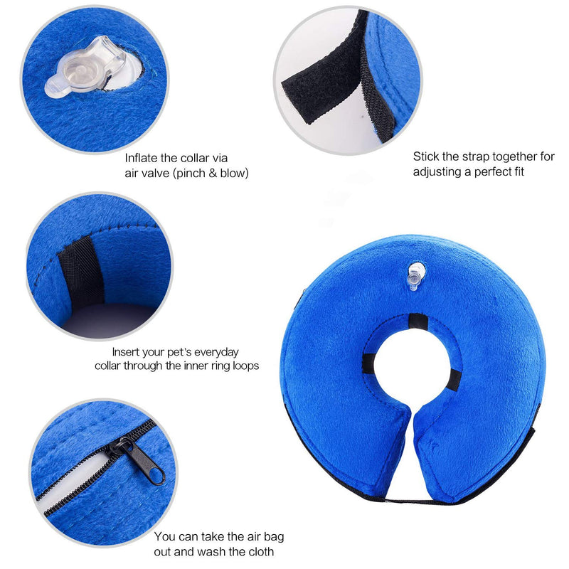 VST Comfortable Inflatable Cone Collar for Dogs,Adjustable Soft Pet Recovery Collar Prevent Pets from Touching Biting Scratching at Injuries Wounds (L) L - PawsPlanet Australia