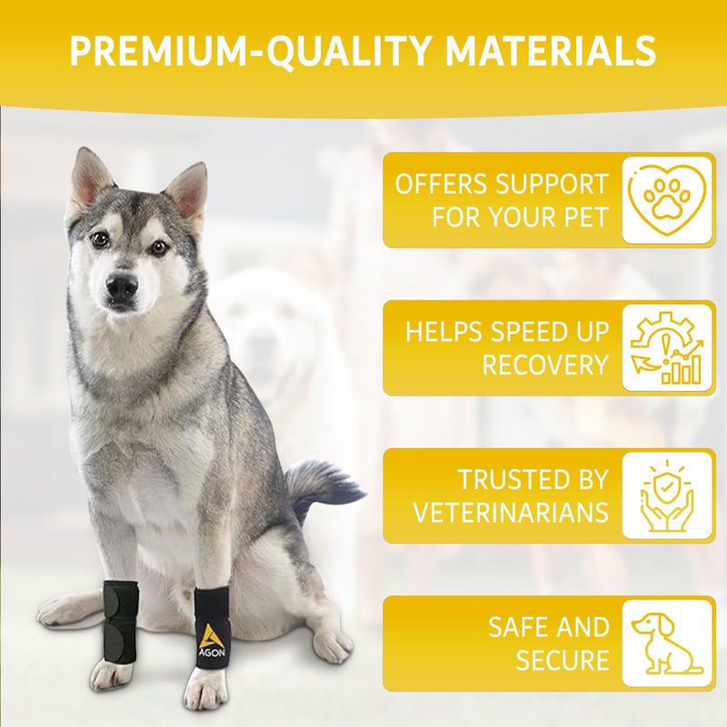 AGON Dog Front Leg Brace Pair with Metal Strings and Reflective Wraps Paw Compression Wrap for Canine Protects Wounds Brace Heals and Prevents Injuries and Sprains and Helps with Loss of K9 Stability L/XL (1 pair) - PawsPlanet Australia