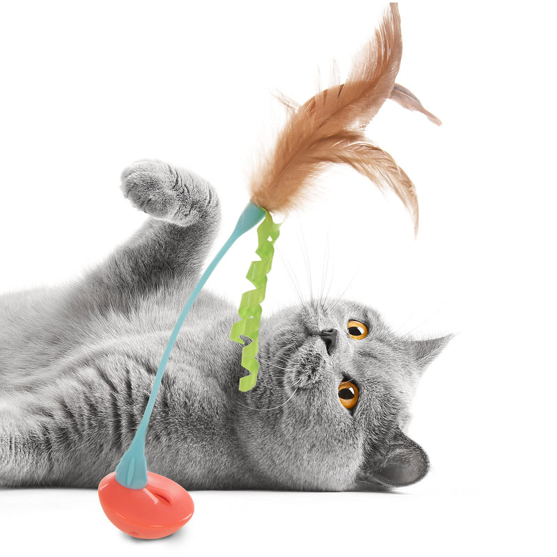 Petlinks Tippy Teaser Self Righting Rocking Feather Cat Toy - Blue/Orange, One Size Set of 1