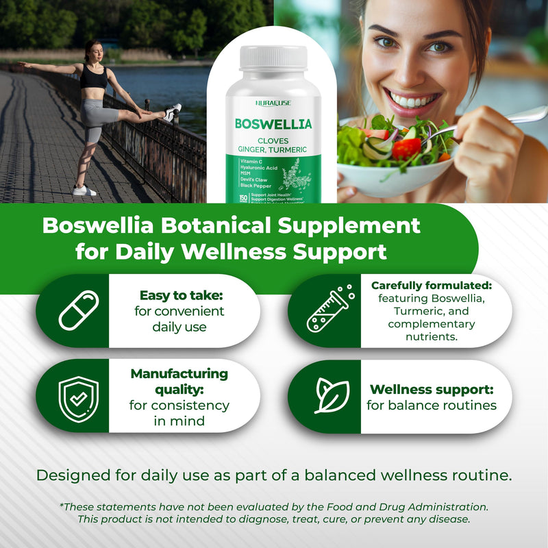 Boswellia with Cloves, Ginger, Turmeric, Vitamin C, Hyaluronic Acid, MSM, Devil's Claw – Supports Joint Health, Digestive Wellness* & Nutrient Absorption* 150 count (pack of 1) - PawsPlanet Australia