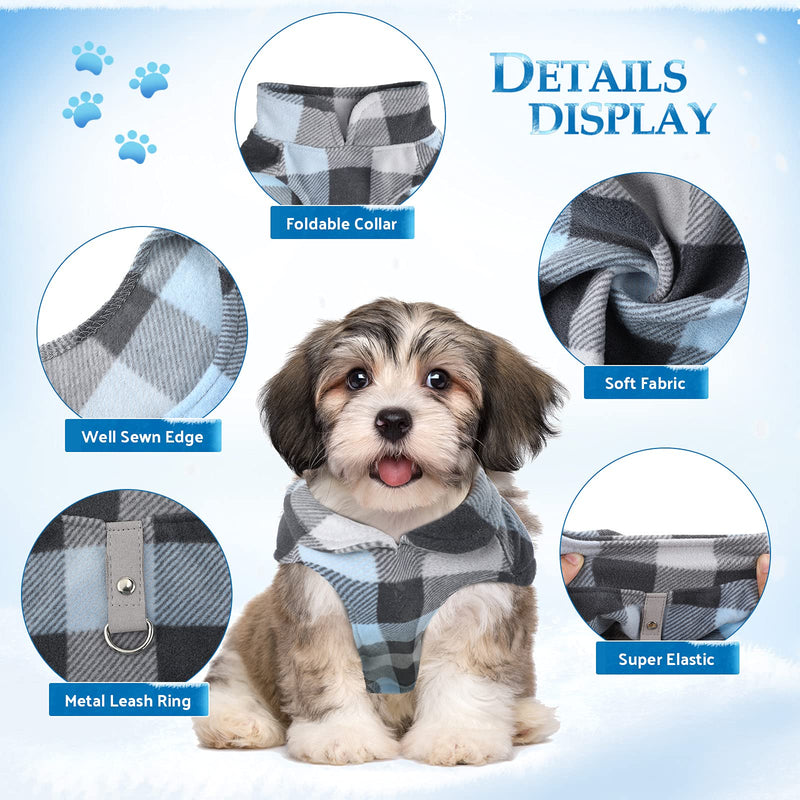 4 Pieces Winter Fabric Dog Sweater with Leash Ring Soft Fleece Vest Dog Clothes Plaid Camouflage Warm Puppy Dog Jacket Pullover Clothes for Small Dogs Cat Puppy Chihuahua(M) M(Neck:11.8-12.6” Chest:16.5-18.5”) - PawsPlanet Australia
