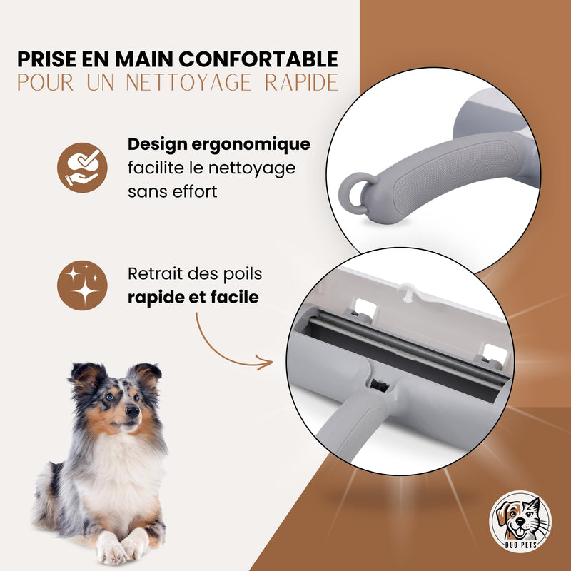 Pet Hair Remover Brush for Cats and Dogs on Sofa, Carpets, Clothes, Car, Brush, Duo Pets, Reusable No Refill, Easy Cleaning + Bonus Balls Washing Machine. white/grey - PawsPlanet Australia