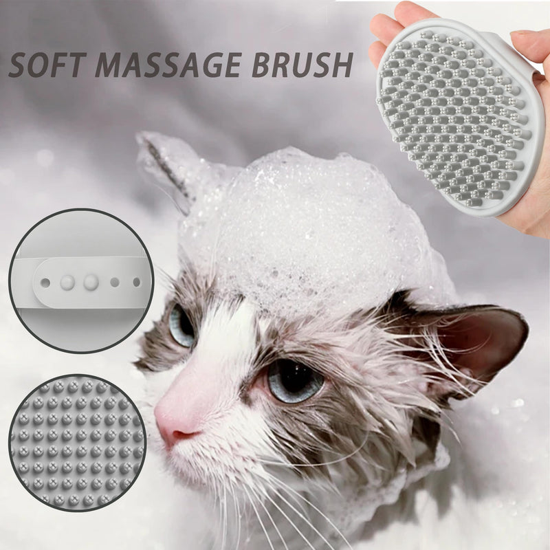 Cat Grooming Brush Kit 6 Tools - Deshedding & Dematting for Long/Short Hair, Self-Cleaning Slicker Brush with 6-in-1 Flea Comb for Cats & Kittens (White) White
