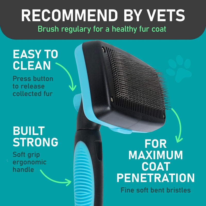 Maxpower Planet Dog Rake and Dog Hair Brush - Gently Removes Loose Undercoat, Mats and Tangled - Deshedding Grooming Tool for Dogs & Cats - Self Cleaning Slicker Brush - All Hair Types A - Rake & Brush (Best Value) - PawsPlanet Australia