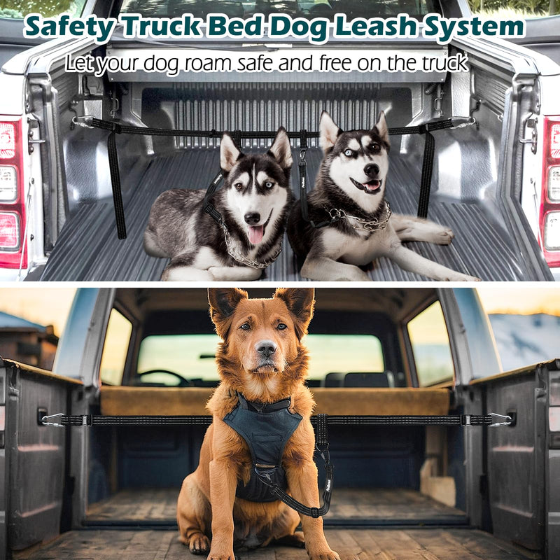 PetBonus Truck Bed Dog Leash, Dog Truck Tether Tie Down, Adjustable Safety Dog Leash for Truck, Comfortable Pick-Up Bed Restraint Lead, Ratchet Tightening Dog Car Harness Belt for One Dog For 1 Dog - PawsPlanet Australia