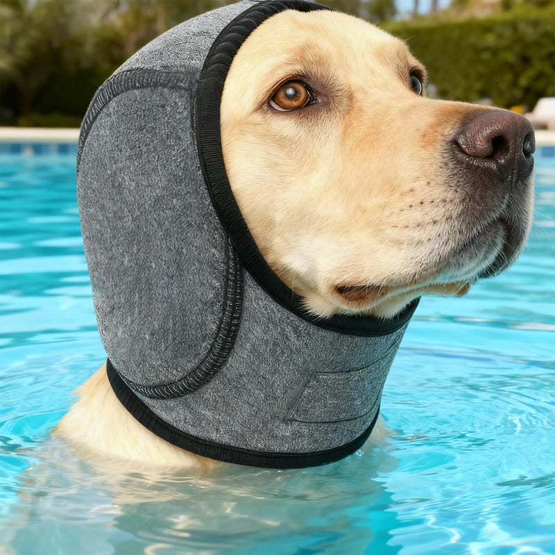 Dog Ear Defenders,Waterproof and Comfortable Dog Snood Ear Protectors,Comfortable Quiet,Shower Cap Pet Supplies,for dogs with a head circumference of 35–48 cm,for Bath Grooming Thunder Fireworks (M)