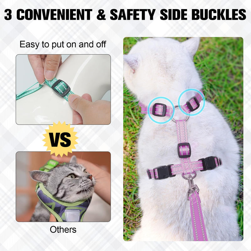 BEAUTYZOO Cat Harness and Leash Set for Walking Escape Proof, Neck Release Adjustable Harness for Kitten Puppy Small Medium Large Cats, Soft Cute Easy Control Small Cat Harness for Cats Boy and Girls S (Chest: 11 - 16") Purple - PawsPlanet Australia