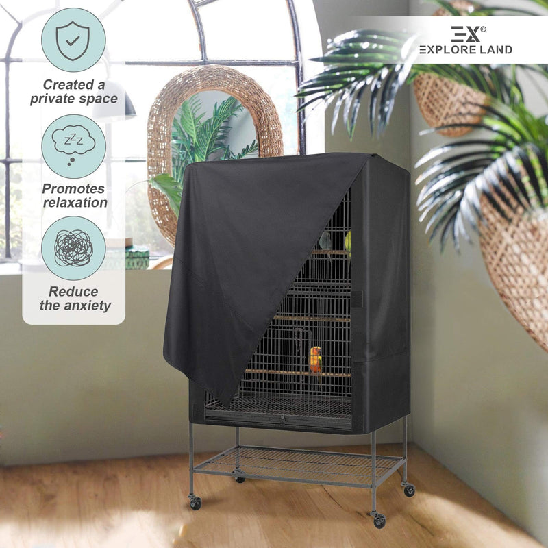 Explore Land Bird Universal Pet Cage Cover Good Night for Cats, Mink, Totoro, Parakeet, Parrot and Small Animals (Black, L) Large Black - PawsPlanet Australia