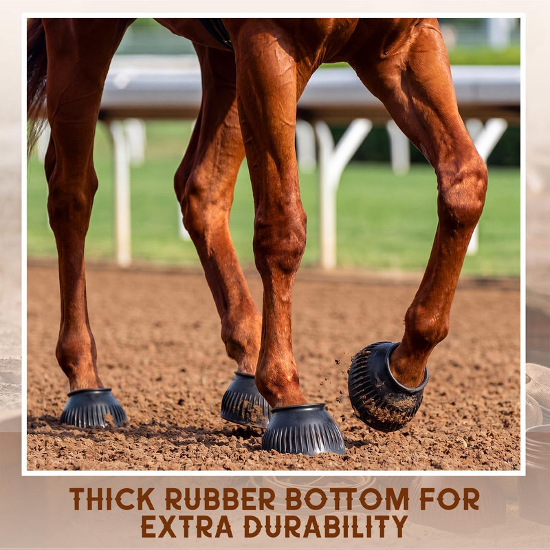 Abbylike Horse Bell Boots 1 Pair, Horse Overreach Ballistic Rubber Bell Boots Care for Turnout, No Rub Design Protect Against Hoof Impact Trauma Black X-Large