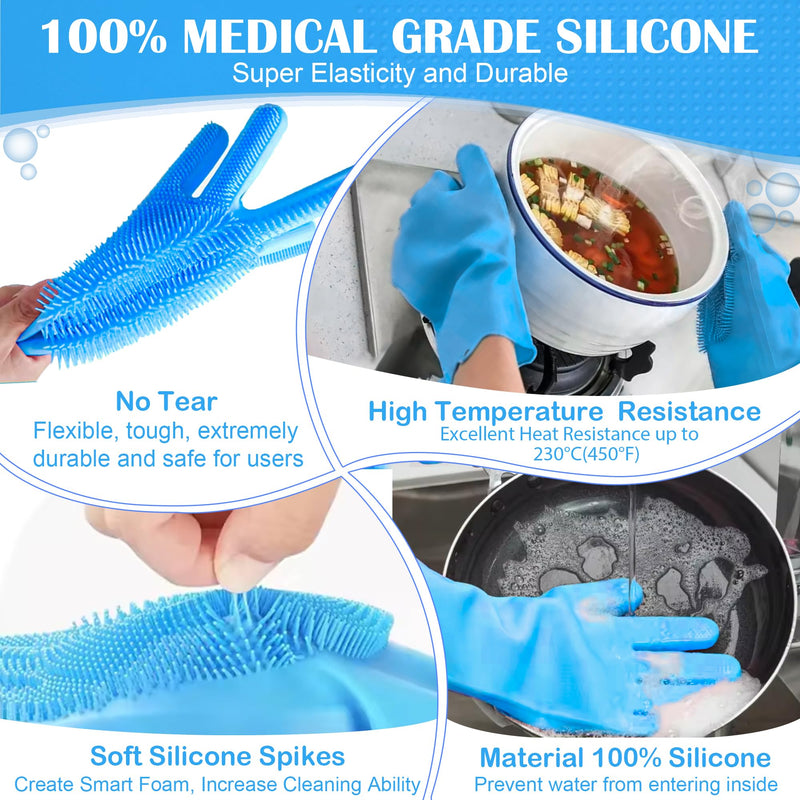 Pet grooming gloves,Dog washing gloves with High-Density Teeth with Five Finger Design to bathing and Massage for Dog Blue - PawsPlanet Australia