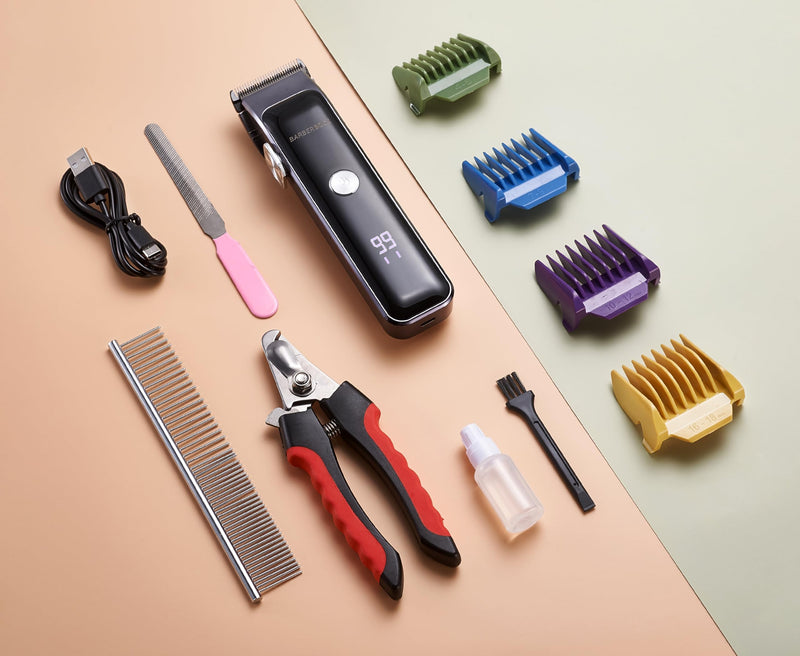 BarberBoss All-in-One Dog Grooming Kit, Cordless Clippers for Thick Hair, Complete Trimming Set for Dogs & Cats, Clippers for Matted Fur, All-in-one Pet Trimmer Set - PawsPlanet Australia