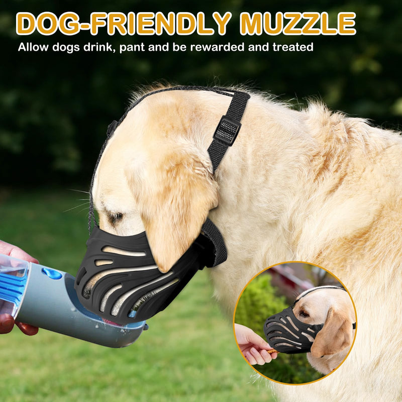 Dog Muzzle, Soft Breathable Dog Muzzles Suitable Dogs, Adjustable Basket Muzzles Prevents Chewing and Biting for Grooming Trimming Training (Black, L (44lb)) Black L ( 44lb ) - PawsPlanet Australia