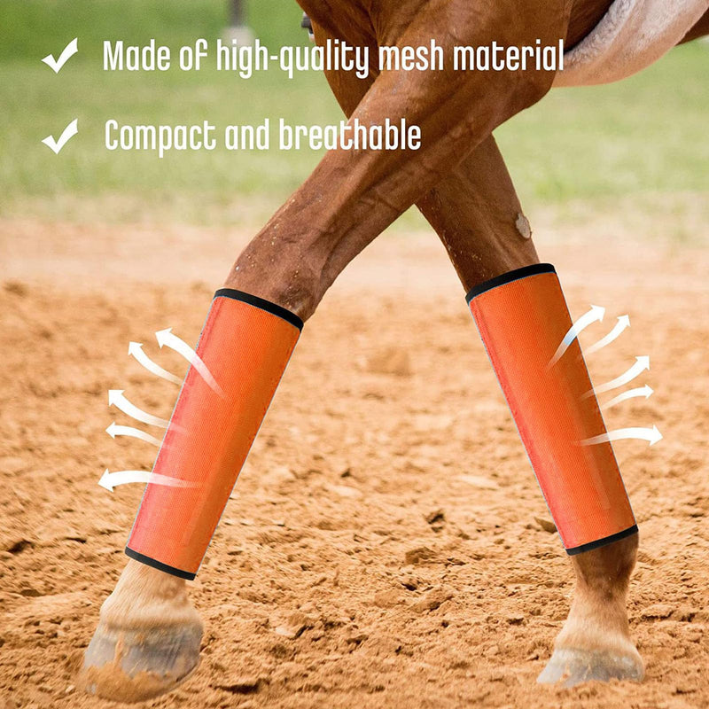Horse Fly Leggings, Prevent Trampling Fine Mesh Leg Protection Tear Resistant Horse Fly Boots for Outdoor (Orange) - PawsPlanet Australia