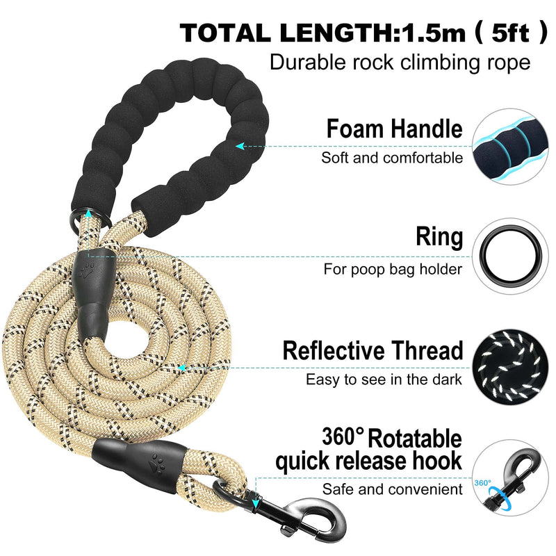 haapaw Dog Harness with Leash Set, No Pull Adjustable Reflective Step-in Puppy Harness with Thickened Padded Vest for Extra-Small/Small Medium Dogs M (Chest 15''-18'', Weight 10-15 lb) Beige - PawsPlanet Australia