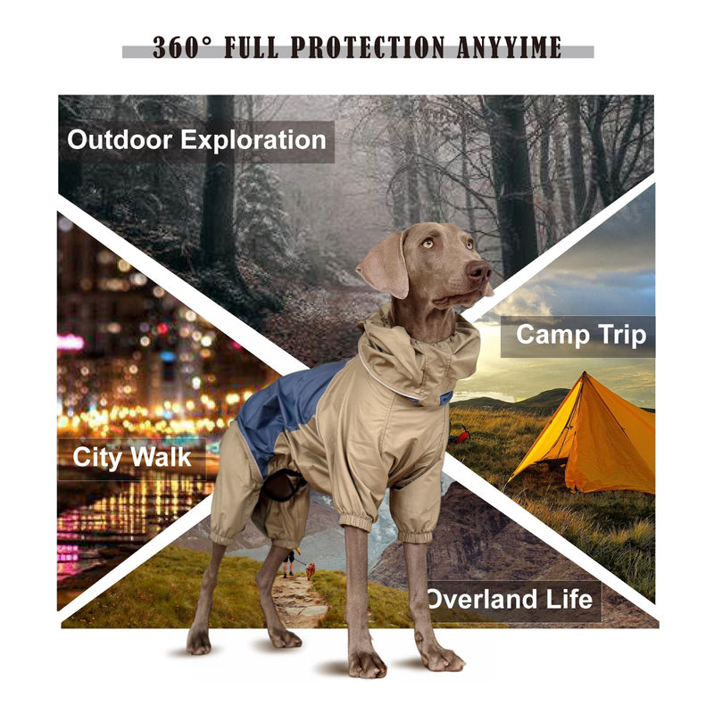 Dog Lightweight Windbreaker, Pet Outdoor Sports Jacket, 0.5 lbs,3 in One, Hooded, Easy on/Off with Collar and Harness, Reflective Piping, Packable, Dog Hiking/Camping, Navy Blue (Medium) Medium - PawsPlanet Australia