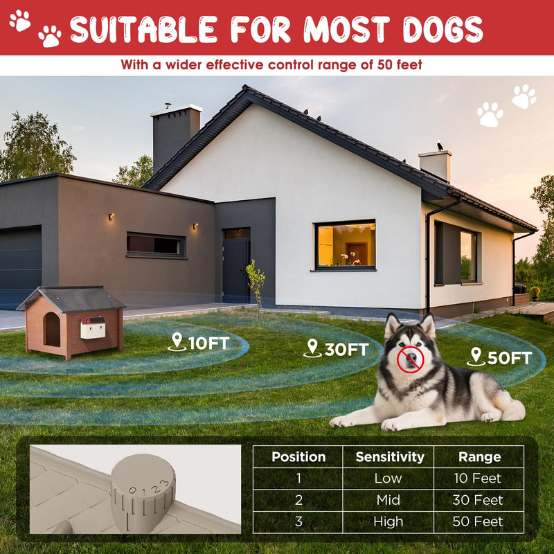 Dog Bark Deterrent Devices: Ultrasonic Anti Barking Device for Dogs with 3 Training Modes 50 FT | Solar Dog Barking Deterrent Devices | Stop Barking Dog Device for Indoor (Red) Red