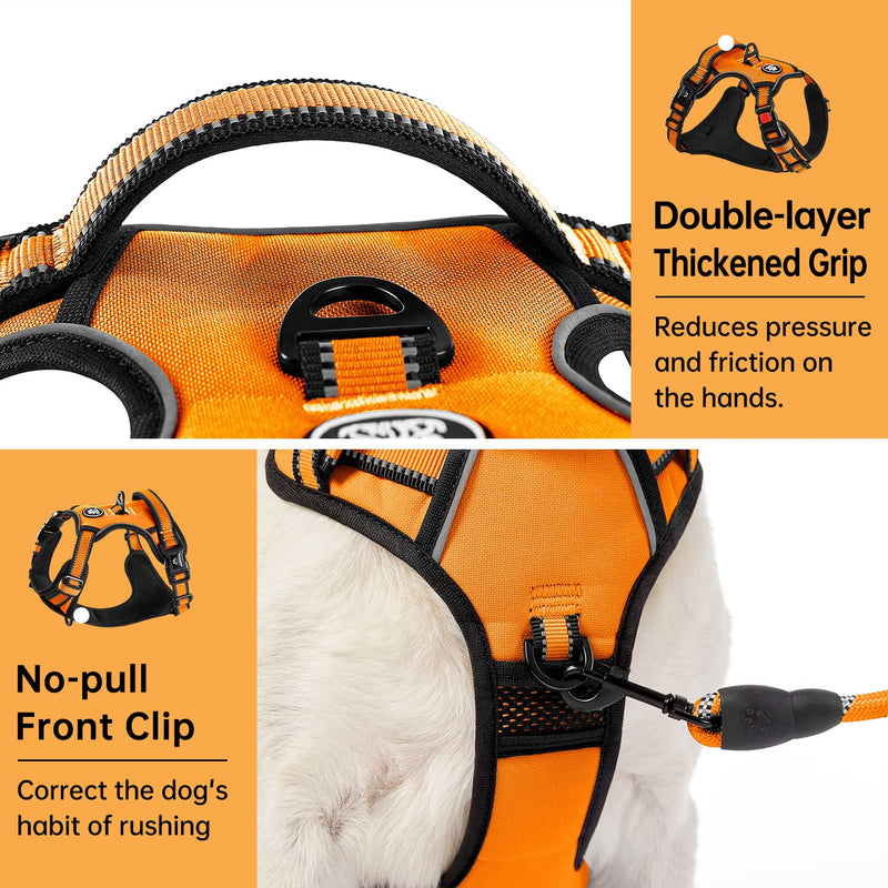 IVY&LANE No Pull Dog Harness with Leash Set, Reflective No Choke Pet Vest,Adjustable Oxford Dog Vest Harness with Easy Control Handle for Small Medium Large Dogs X-Small Orange - PawsPlanet Australia