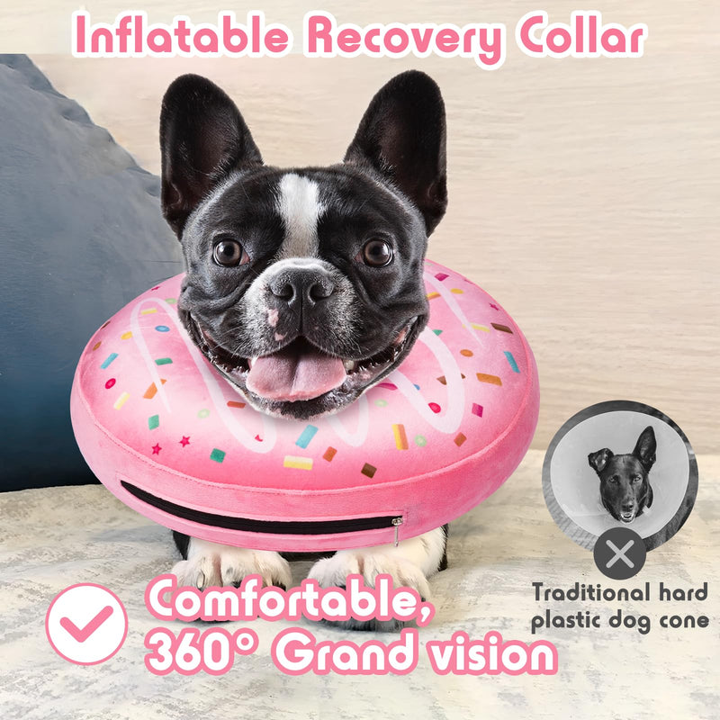 Inflatable Dog Pillow Cone Collar After Surgery, Donut Soft Neck Cone for Golden Retriever & German Shepherd Extra Large Dogs, etc, Dog Cone Alternative to Stop Licking Recovery E Collar Pink XL - PawsPlanet Australia