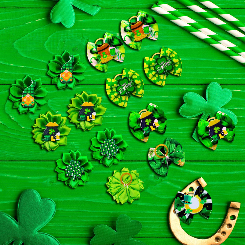 80pcs St.Patrick's Day Dog Bows, Holiday Pet Samll Dog Hair Grooming Bows with Rubber Bands, St.Patrick's Day Green Lucky Clover Element Dog Hair Bows for Dog Puppy Yorkie Hair Accessories - PawsPlanet Australia