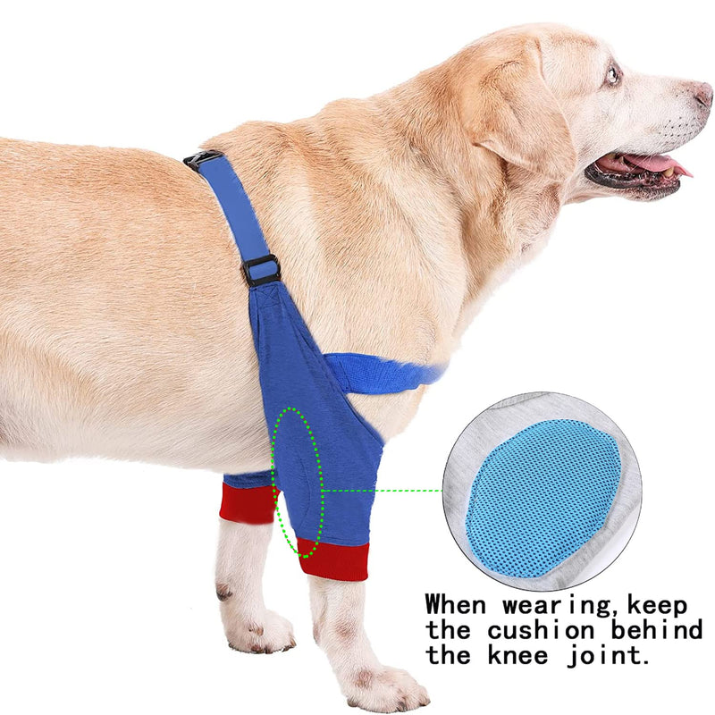 Dog Surgery Recovery Sleeve for Front Legs, Pet Prevent Licking Wound Elbow Brace Protector, Dog Recovery Suit for Sprain Arthritis_Blue(XL) XL Blue