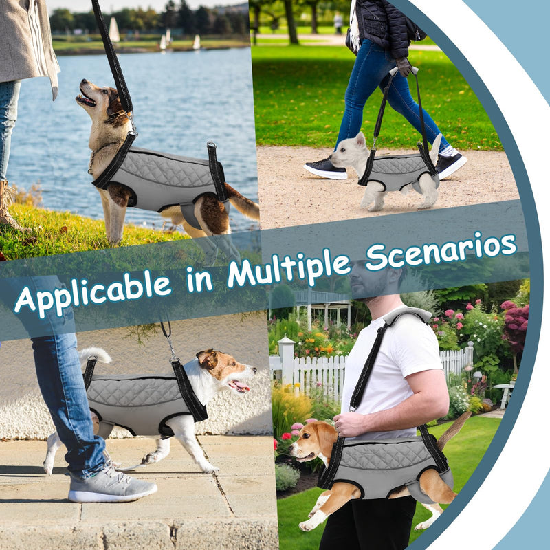 Dog Lift Harness, Pet Rehabilitation Breathable Lifts Bag, Adjustable Pet Leg Split Assistance Strap with Reflective Strip for Outdoor Walking (Grey, L) Grey - PawsPlanet Australia