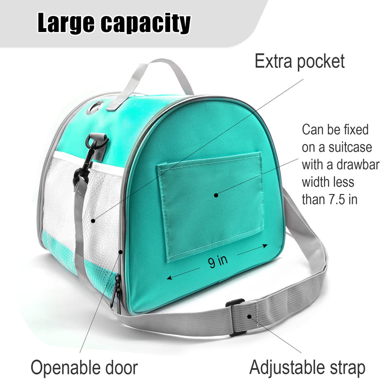 Small Animal Carrier Bag, Upgraded Portable Guinea Pig Carriers, Transparent Hamster Carrying Case, Reptile Rat Rabbit Bearded Dragon Hedgehog Carrier Bag for Travel, Hiking, Walking, Outdoor (Green) Green