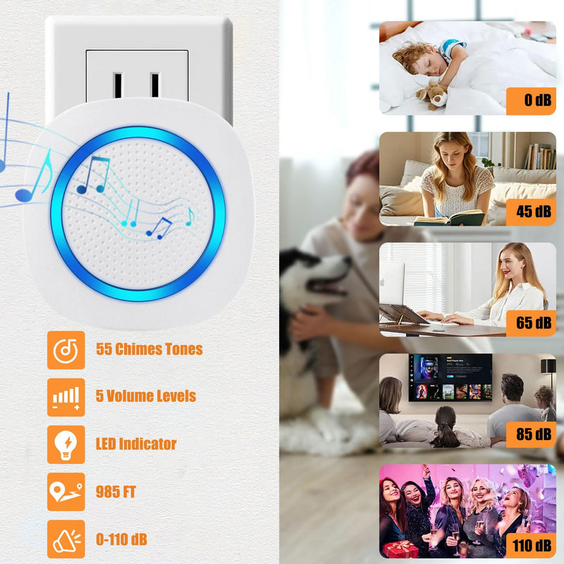 Smart Dog Door Bell Wireless Puppy DoorBell for Potty Training, Dog Bells to go Outside, IP55 Waterproof Bells for Dogs to Ring to go Potty (1 Receiver+2 Button) 2 Buttons + 1 Receiver - PawsPlanet Australia