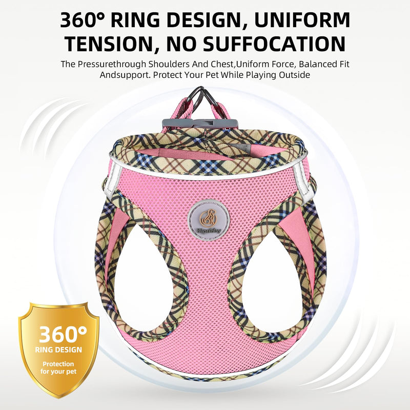 Adjustable Dog Harness Collar and Leash Set Step in No Pull Pet Harness for Small Medium Dogs Puppy and Cats Outdoor Walking Running, Soft Mesh Padded Reflective Vest Harnesses（Pink,XXS） (XXS,8.5‘’-9.5‘’Neck Girth,10"-11.5"Chest Girth) Pink - PawsPlanet Australia