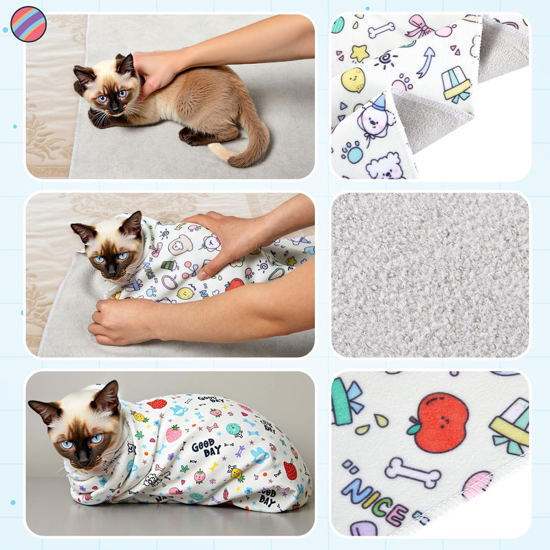 Chunful Cat Wrap for Cutting Nails and Cat Muzzle for Grooming, M Size Adjustable Mask 27.6" Anti-Escape Calming Swaddle Cloth for Bathing Shaving Nail Trimming Anti-Scratch Pet Tools(Animal) Animal - PawsPlanet Australia