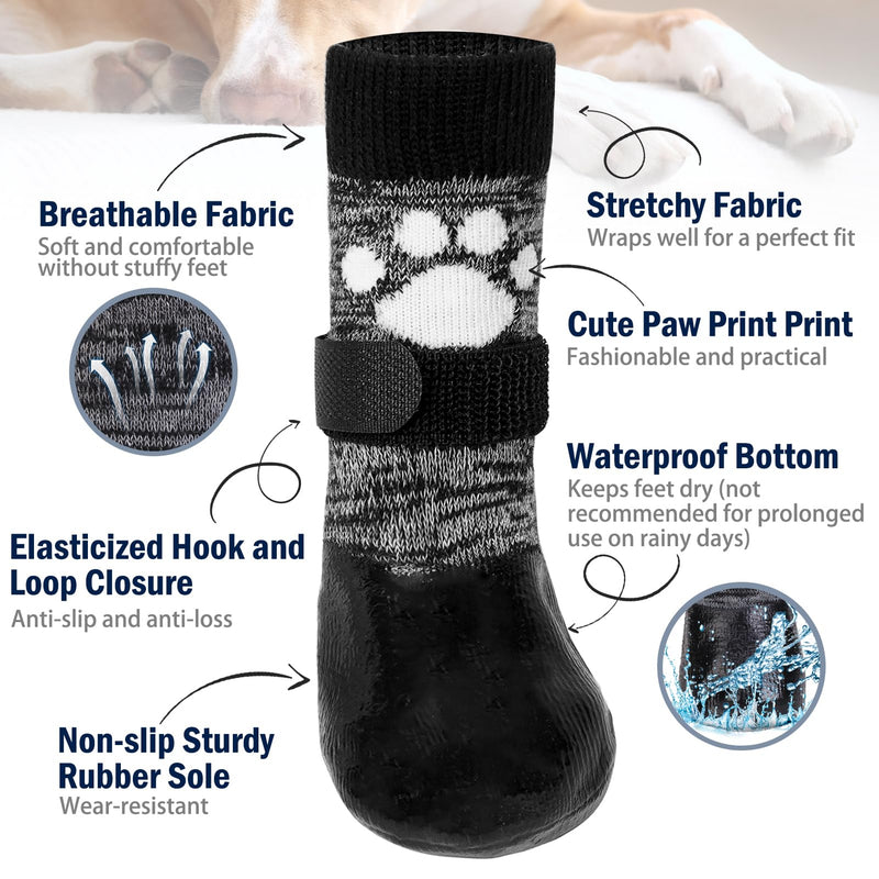 SCENEREAL Dog Boots Shoes & Paw Protectors, Anti Slip Dog Socks with Grippers to Prevent Licking Paws for Medium Large Senior Old Dogs, Waterproof Shoes for Snow Rain Hardwood Floor Cold/Hot Pavement XL(Pack of 6) - PawsPlanet Australia