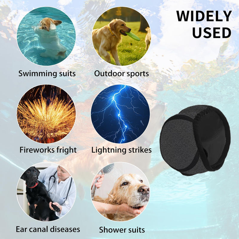 Dog Ear Muffs Noise Protection Waterproof Dog Ear Covers for Grooming Adjustable Pet Cats Dogs Calming Hood Pet Snood Swim Ears Protectors for Noise Anxiety Thunder Fireworks Swimming Bath (S) S