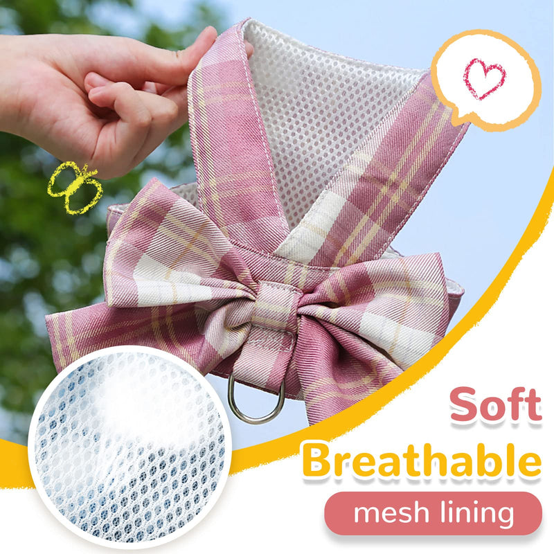 Small Dog Harness with D-Ring, Soft Mesh, Adjustable - Set Includes Puppy Pet Harness and Leash M?Chest between13‘’-14.1‘’) pink - PawsPlanet Australia