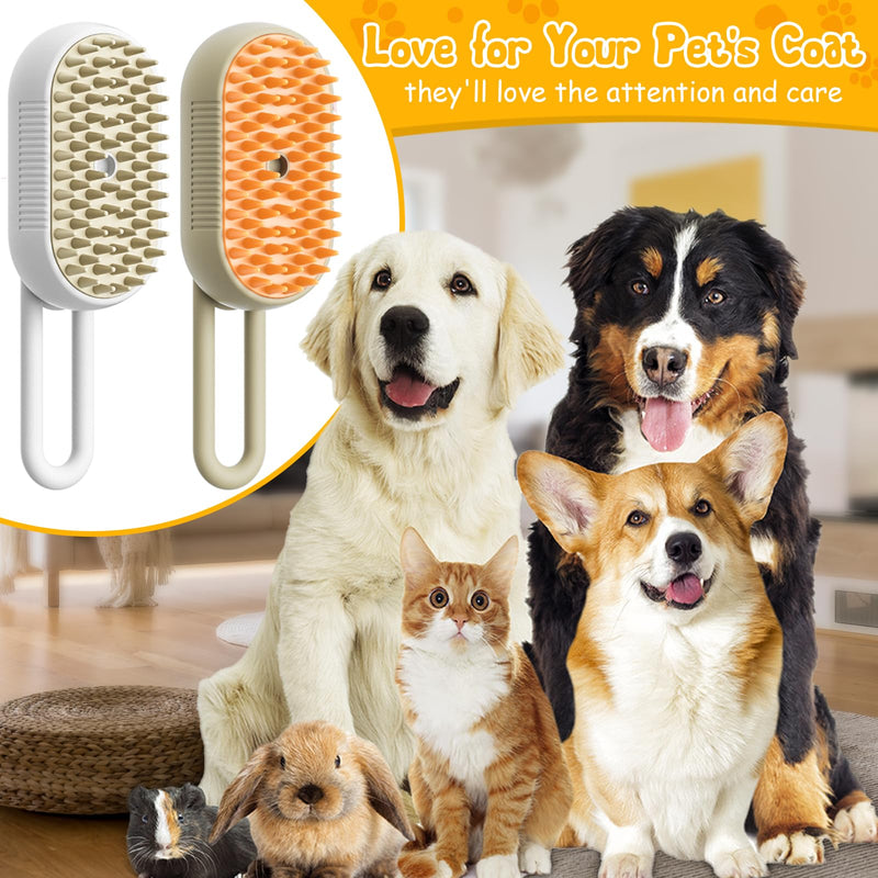 3 In 1 Pet Brush with Steam for Removing Tangled Hair from Dogs and Cats (Khaki) Khaki - PawsPlanet Australia
