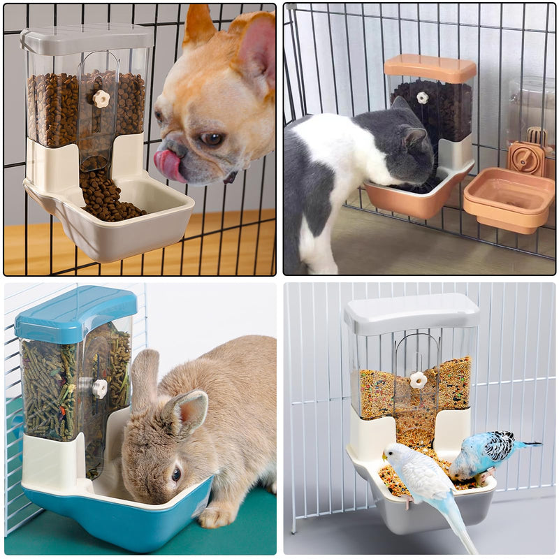 Hanging Automatic Food Dispenser, 27oz Large Capacity Hanging Pet Cage Feeder for Rabbit Bird Chinchilla Hedgehog Guinea Pig Ferret Kitty Puppy (Gray) Gray - PawsPlanet Australia