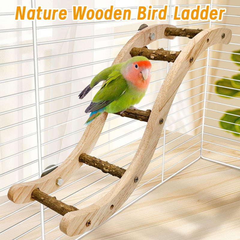 Hamiledyi Nature Wooden Bird Ladder Pet Parrots Climb Bridge Exercise Stands for Parakeet Climbing Chewing Bridge Bird Cage Accessories for Cockatiel Parakeet Lovebirds Budgie Style 3 - PawsPlanet Australia