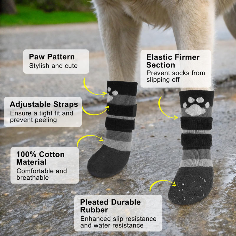 BEAUTYZOO Anti Slip Dog Socks Boots to Prevent Licking Paws, Waterproof Dog Shoes for Winter Snow/Hot Pavement, Grippy Socks with Double Straps for Hardwood Floors, Booties for Small Medium Large Dogs - PawsPlanet Australia