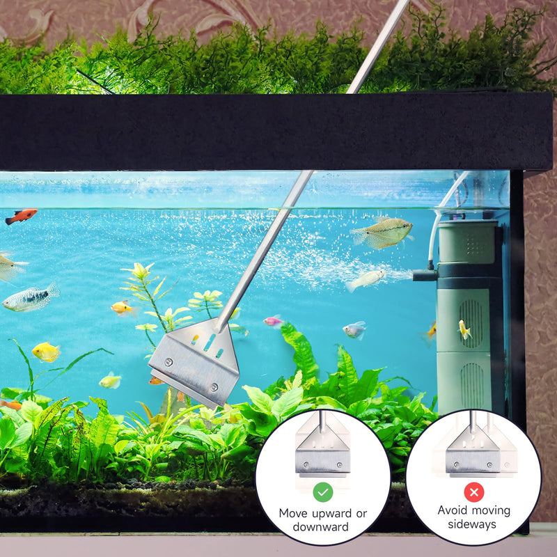 Kirecoo Algae Scraper for Glass Aquariums, 25.6" Fish Tank Cleaner, Stainless Steel Aquarium Glass Algae Scraper for Fish Tank with 10 Blades, Aquarium Cleaning tools, Fish Tank Accessories - PawsPlanet Australia