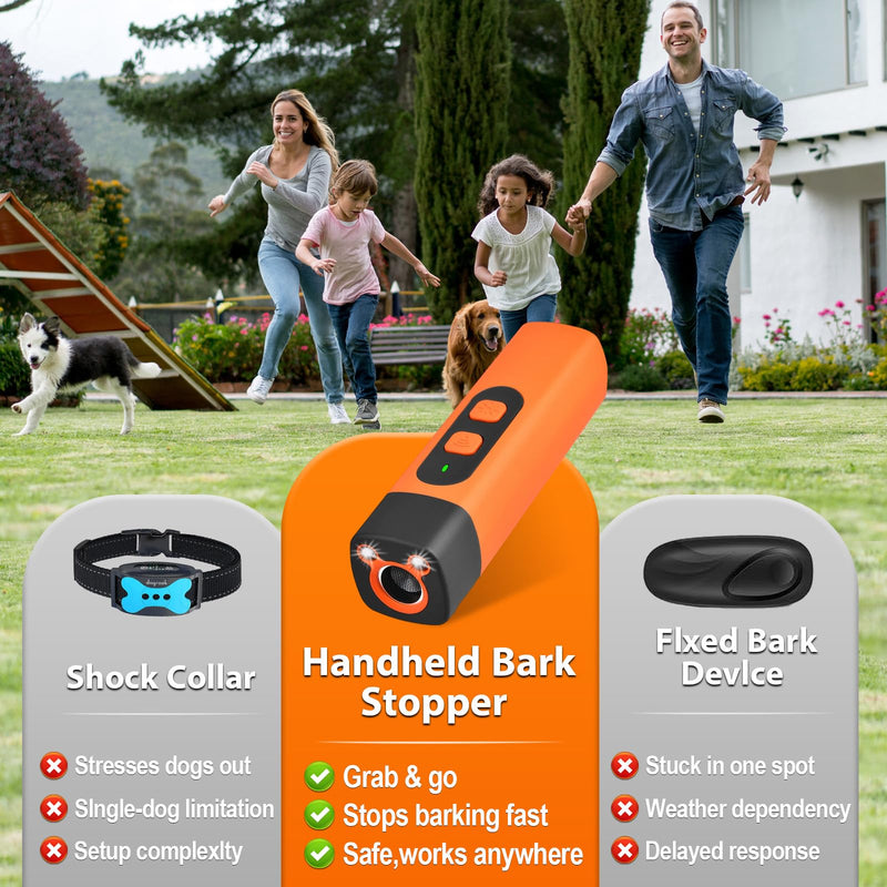 Dog Bark Deterrent Devices, Ultrasonic Anti Barking Device for Dogs, Stopping Own or Neighbor's Dog Barking, Portable Pet Supplies Dog Training Device, Safe and Effective, Orange - PawsPlanet Australia