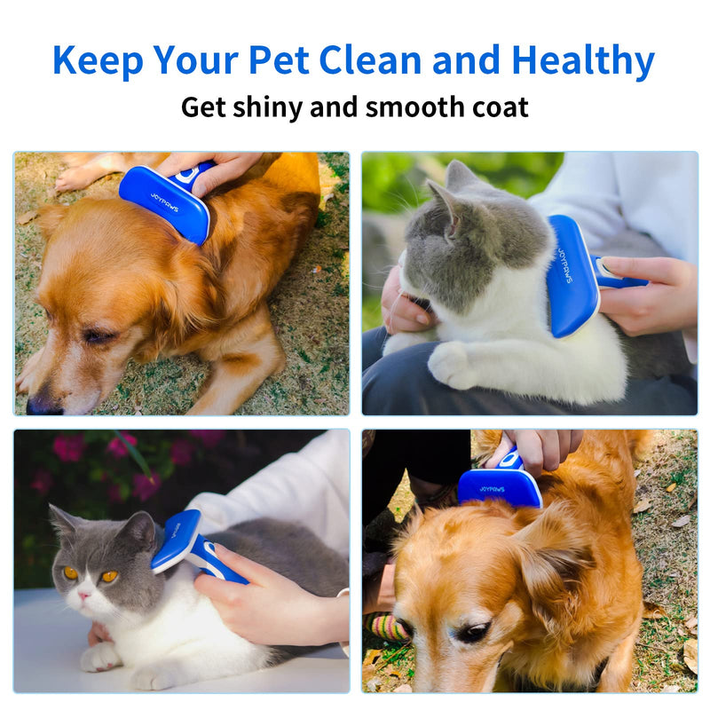 Upgraded Pet Self Cleaning Curved Deshedding Tool, Effectively Reduces Shedding by Up to 95%, Professional Grooming Brush for Small or Medium Dogs and Cats Blue M