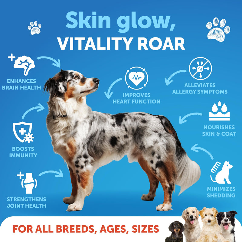 Wild Alaskan Salmon Oil for Dogs - Salmon Oil for Dogs Skin and Coat - Dog Salmon Oil Liquid for Food - Omega 3 Fish Oil for Dogs Itch & Allergy - EPA & DHA Fatty Acids - Shedding Supplement 8 OZ