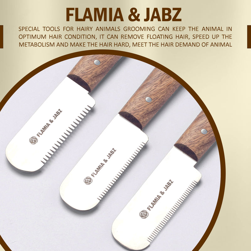 Professional Stripping Knife, Right handed, 3 inch blade (Stainless Steel) (3 Piece Pack, Rosewood) 3 Piece Pack Natural wood - PawsPlanet Australia