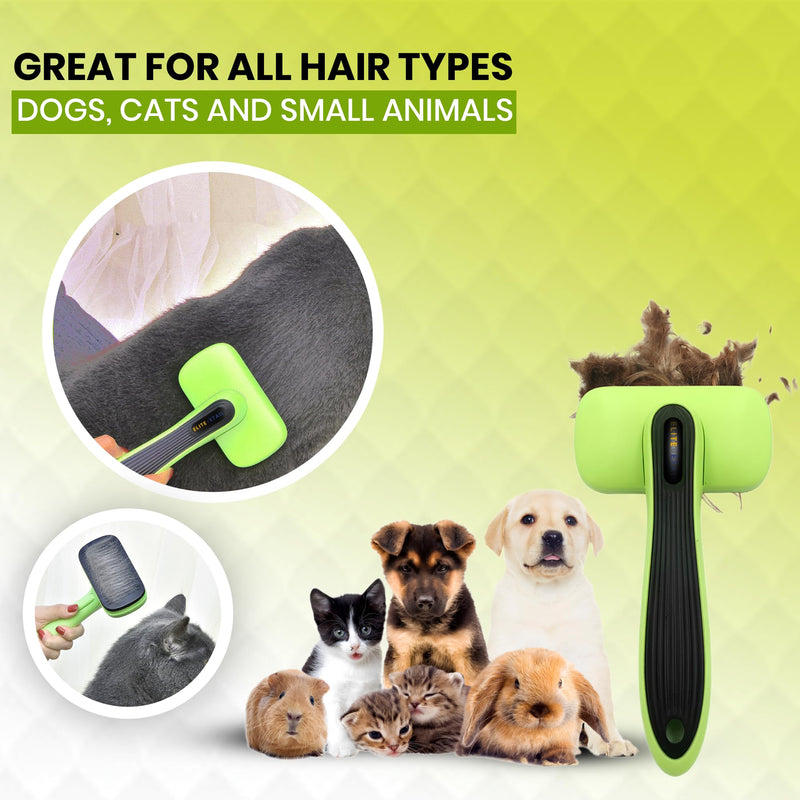 ELITE ETAIL Self Cleaning Pet Hair Brush with Additional Comb and Bath Brush - Skin Friendly Pet Grooming Kit for Dogs and Cats, Detangling, Deshedding, and Bathing Tools for All Fur Types. 7 in long - PawsPlanet Australia