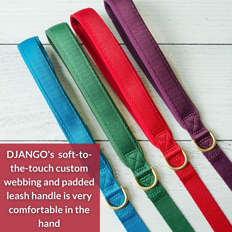 DJANGO Adventure Dog Leash – Strong, Comfortable, and Stylish Dog Leash with Solid Brass Hardware and Padded Handle - Designed for Outdoor Adventures and Everyday Use (Crimson Red) Crimson Red - PawsPlanet Australia