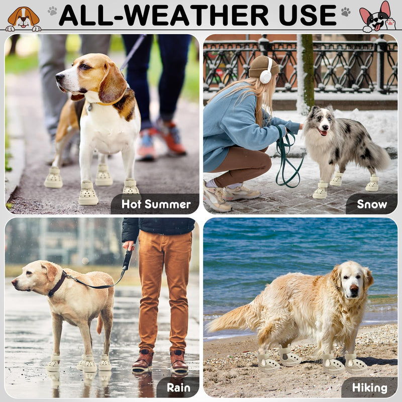 Dog Shoes for Hot Pavement,Non-Slip Waterproof Breathable Easy to Clean Put On and Take Off Dog Boots,Paw Protector for Hot Summer Roads Winter Snow (Beige, Size 2:(1.97"x1.38") (L*W)) beige Size 2:(1.38"x1.97") (W*L) - PawsPlanet Australia