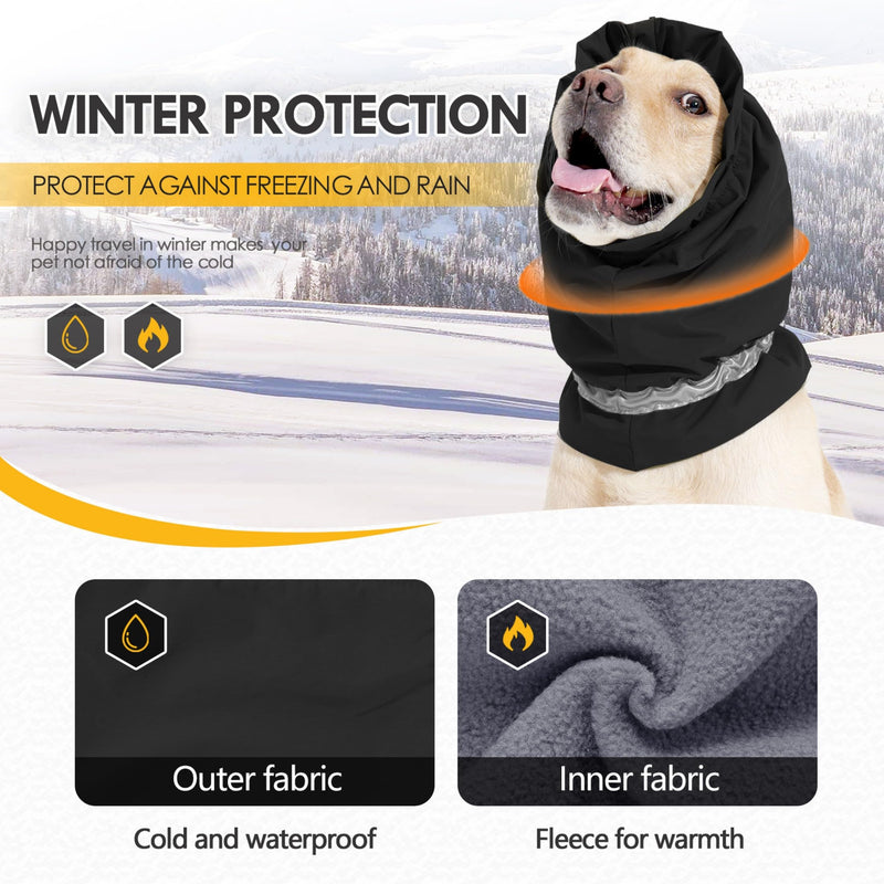 Dog Ear Cover Adjustable Ear Protection Winter Warm Outdoor Rainproof Travel Coldproof Dog Neck Wrap Black S Small