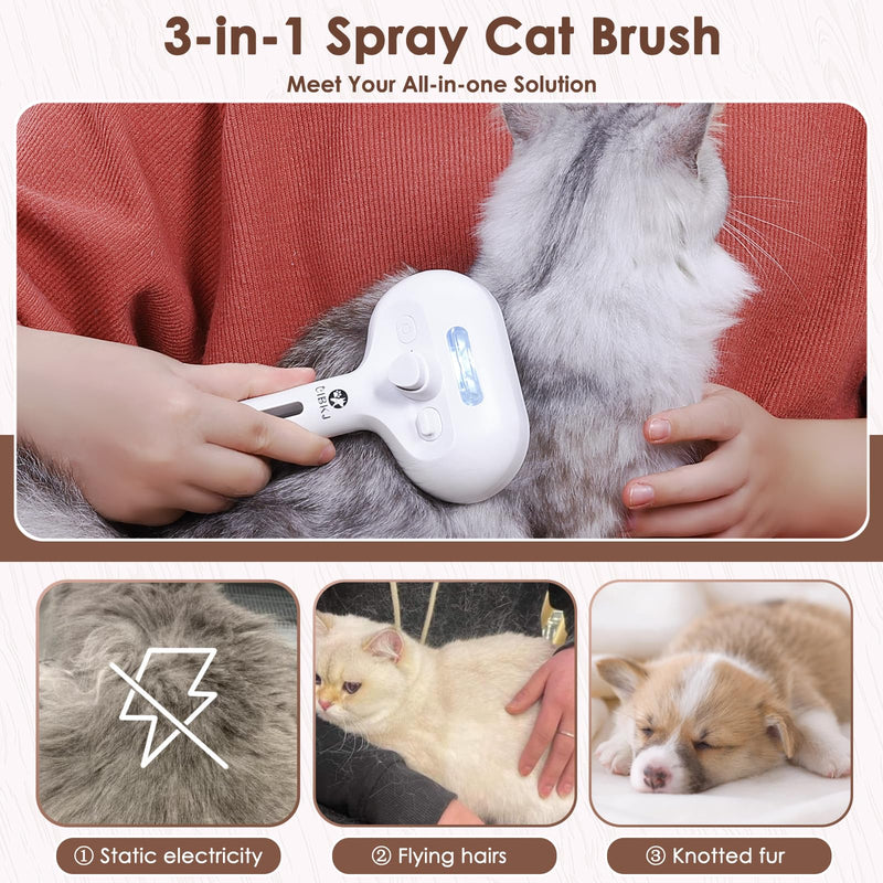 CIBKJ Cat Steam Brush with Spray Function, Easy to Clean, Pet-Friendly Design, Durable Materials, Cat & Dog Grooming Brush - PawsPlanet Australia