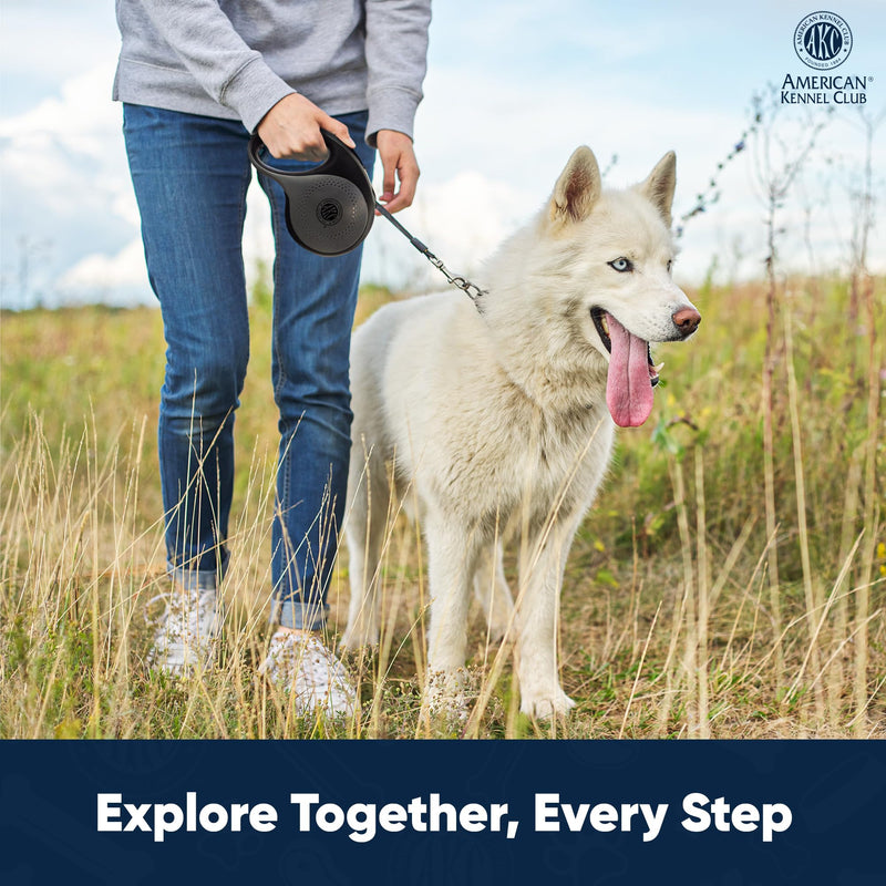 American Kennel Club Retractable Dog Leash, 16.4ft, Tangle-Free, Ergonomic Grip, One-Hand Brake, for Medium & Large Dogs up to 66 lbs Medium Dog (Up to 66 lbs) Gray/Black - PawsPlanet Australia
